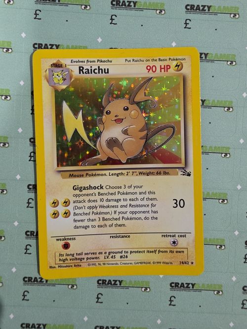 Pokémon TCG Raichu Fossil 14/62 Holo Rare MP.